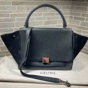 Authentic Celine Black Trapeze, Black/ Silver Hardware